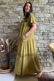 Tasha Damask T Shirt Maxi Dress Deep Olive